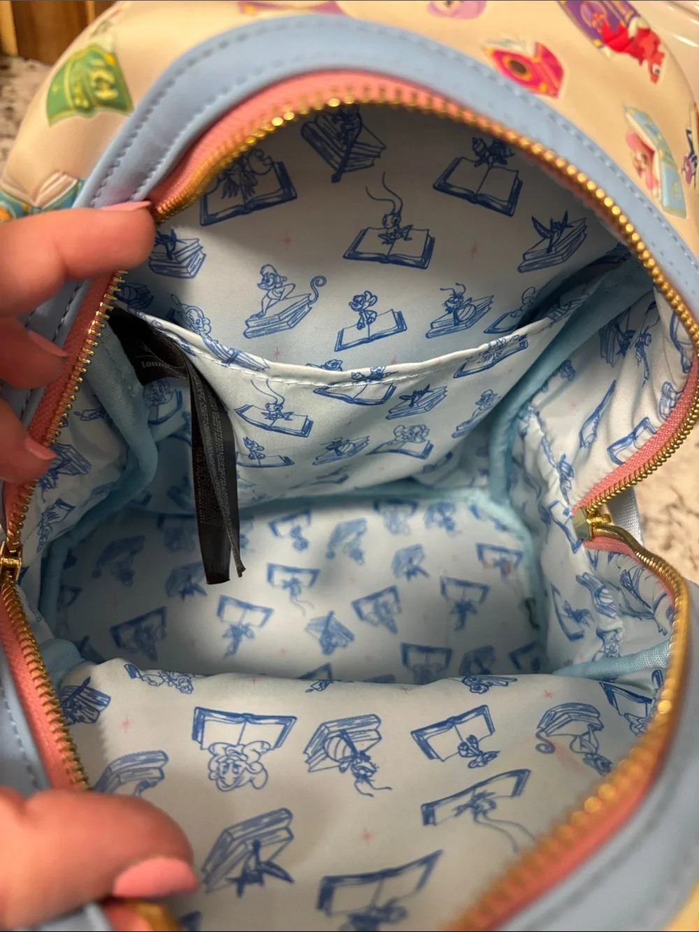 Loungefly Kids Disney Storybook Mini Backpack in Cream with Pastel Accents